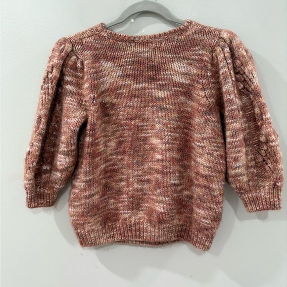 Sezane Pink Brown Scoop Neck Cable Knit Sweater - Picture 6 of 8